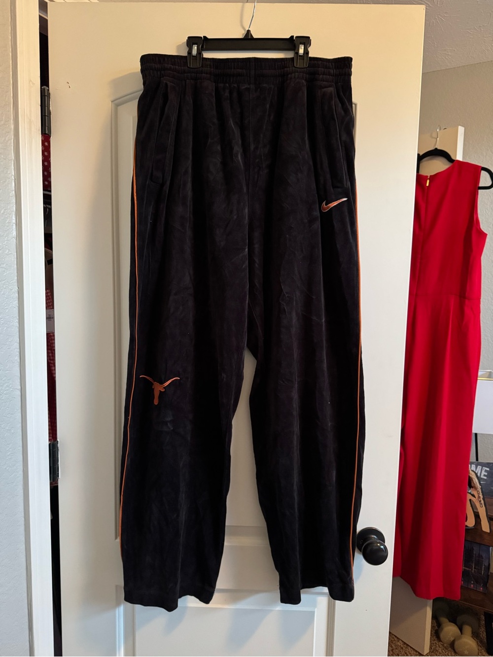 Nike Men’s Black Velour Joggers with Orange Trim